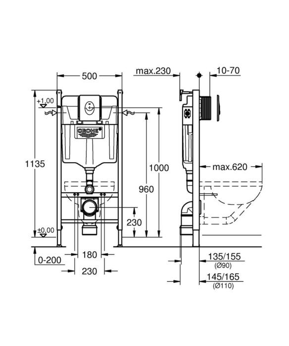 Installationssystem Vägghängd WC Rapid SL 3-i-1 GROHE